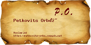 Petkovits Orbó névjegykártya